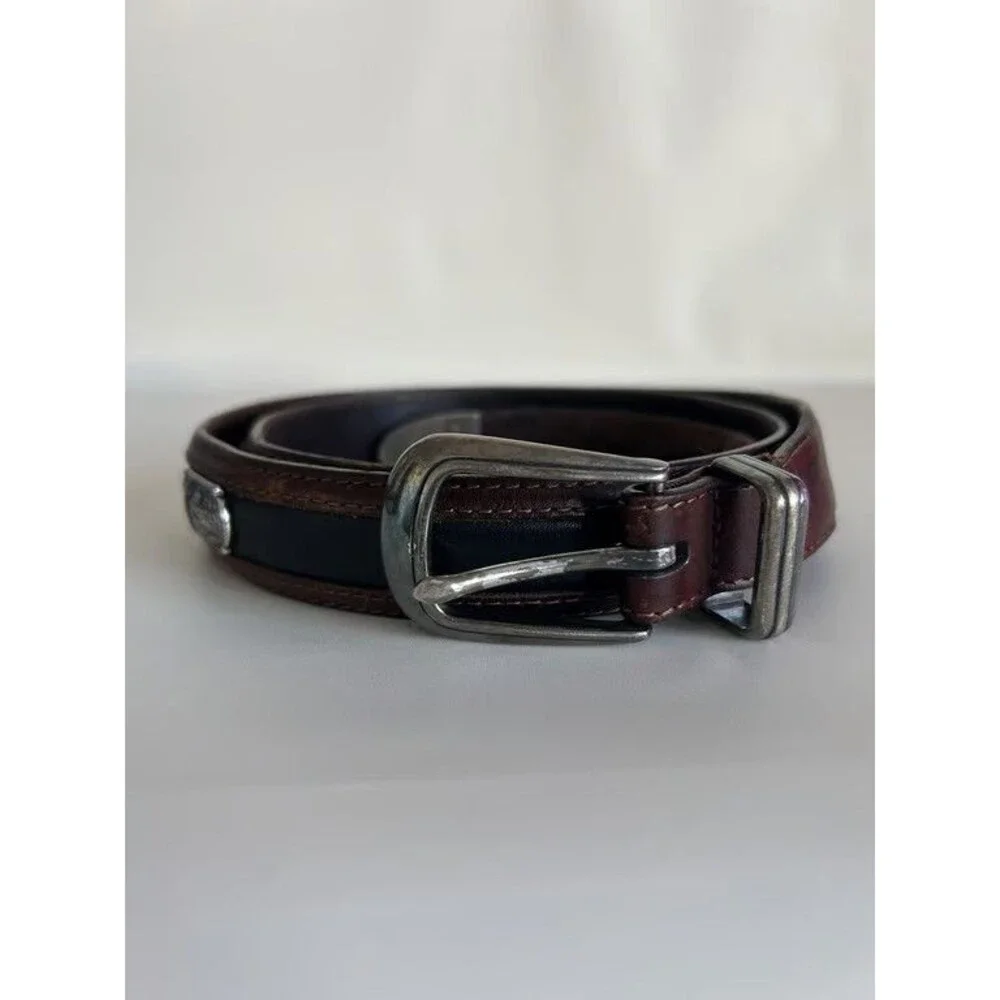 Brighton Onyx Golf Belt Mens Leather Golfer Concho Brown Black Size 38 12000